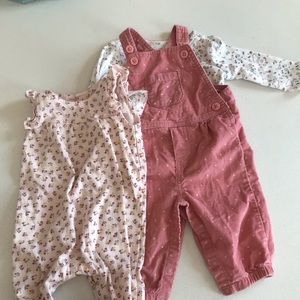 Carter’s Baby girl overall and romper set size 6M